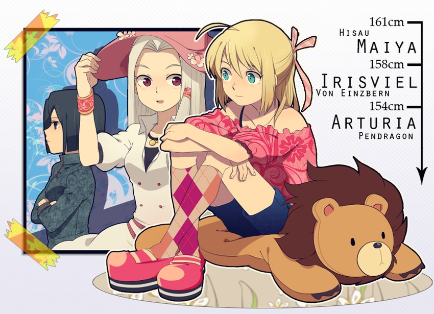 artoria pendragon, saber, irisviel von einzbern, and hisau maiya (fate and 1 more) drawn by laphy