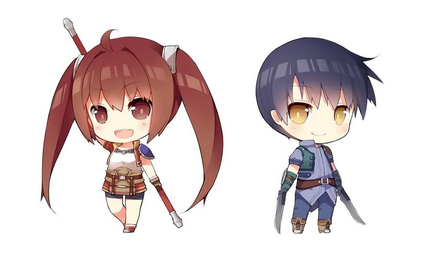 estelle bright and joshua bright (eiyuu densetsu and 1 more) drawn by saru