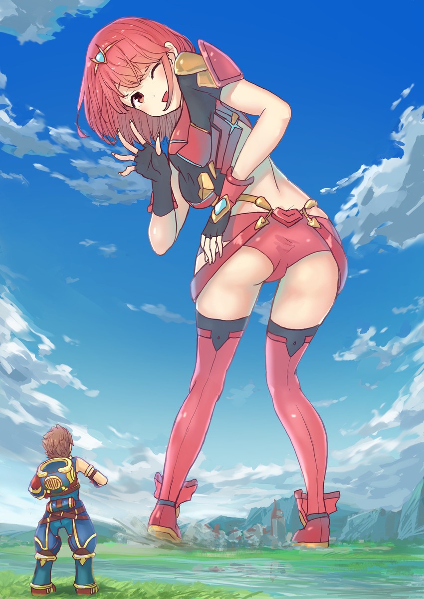 pyra and rex (xenoblade chronicles and 1 more) drawn by uru_(uru0000)