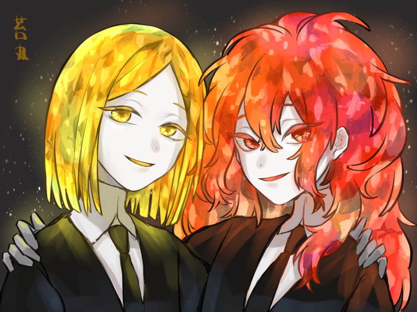 padparadscha and yellow diamond (houseki no kuni) drawn by kokemaru_(12tama02)