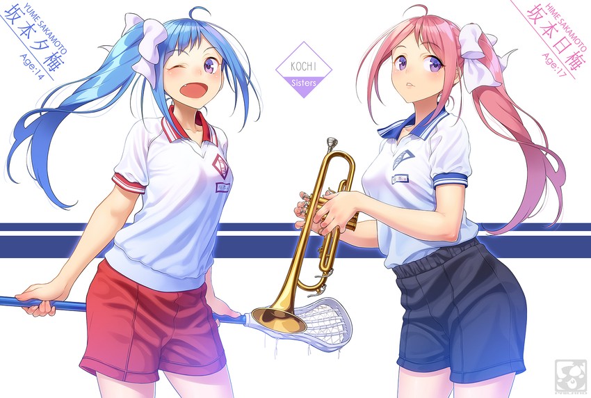sakamoto yume and sakamoto hime (original) drawn by pairan
