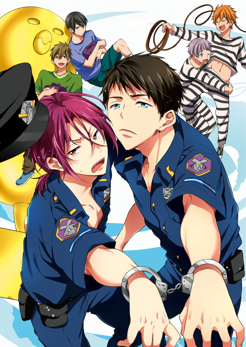 tachibana makoto, nanase haruka, matsuoka rin, yamazaki sousuke, nitori aiichirou, and 1 more (free!) drawn by shouno_kotarou