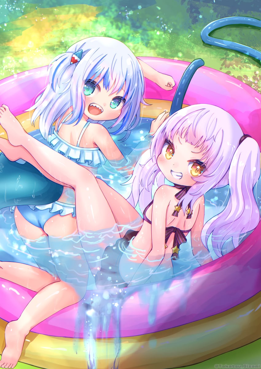gawr gura and murasaki shion (hololive and 1 more) drawn by takatsurt