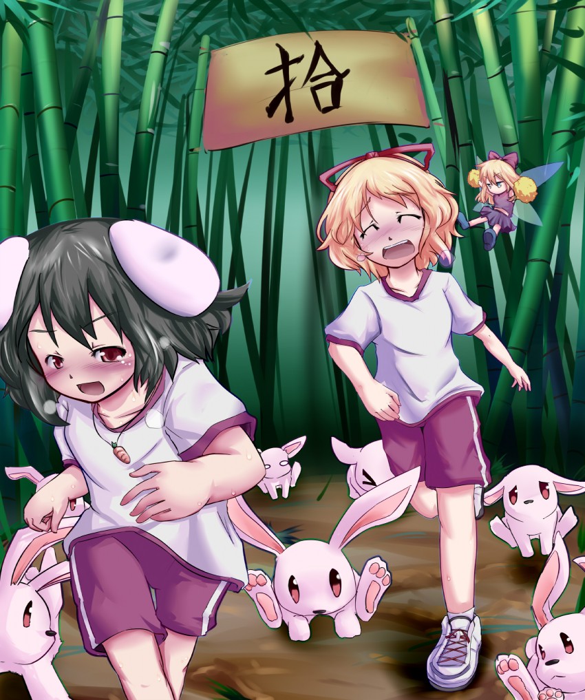 inaba tewi, medicine melancholy, and su-san (touhou) drawn by kanisawa_yuuki