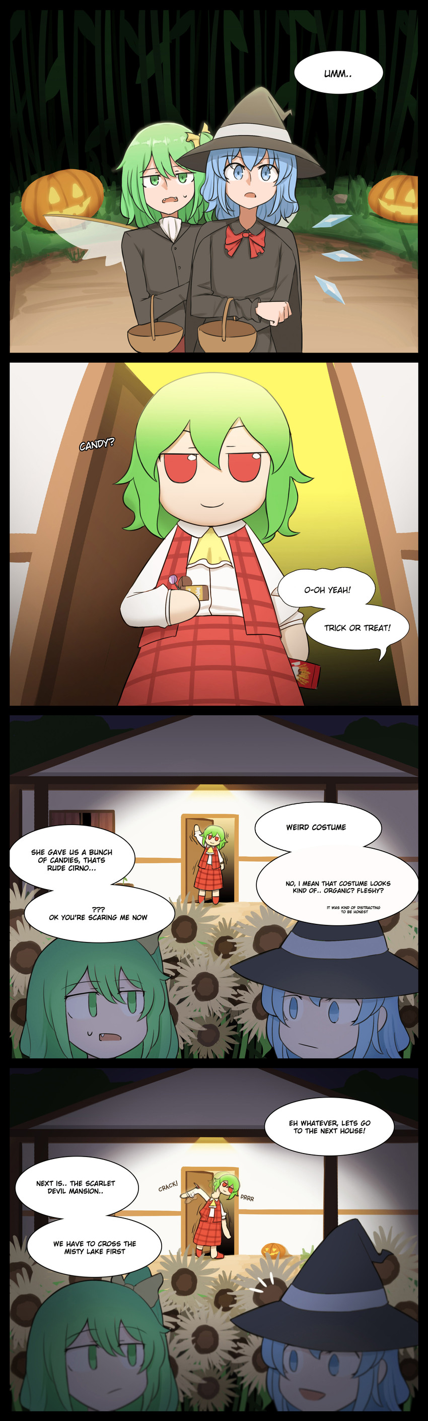 cirno, kazami yuuka, daiyousei, and dracula (touhou and 3 more) drawn by mata_(matasoup)
