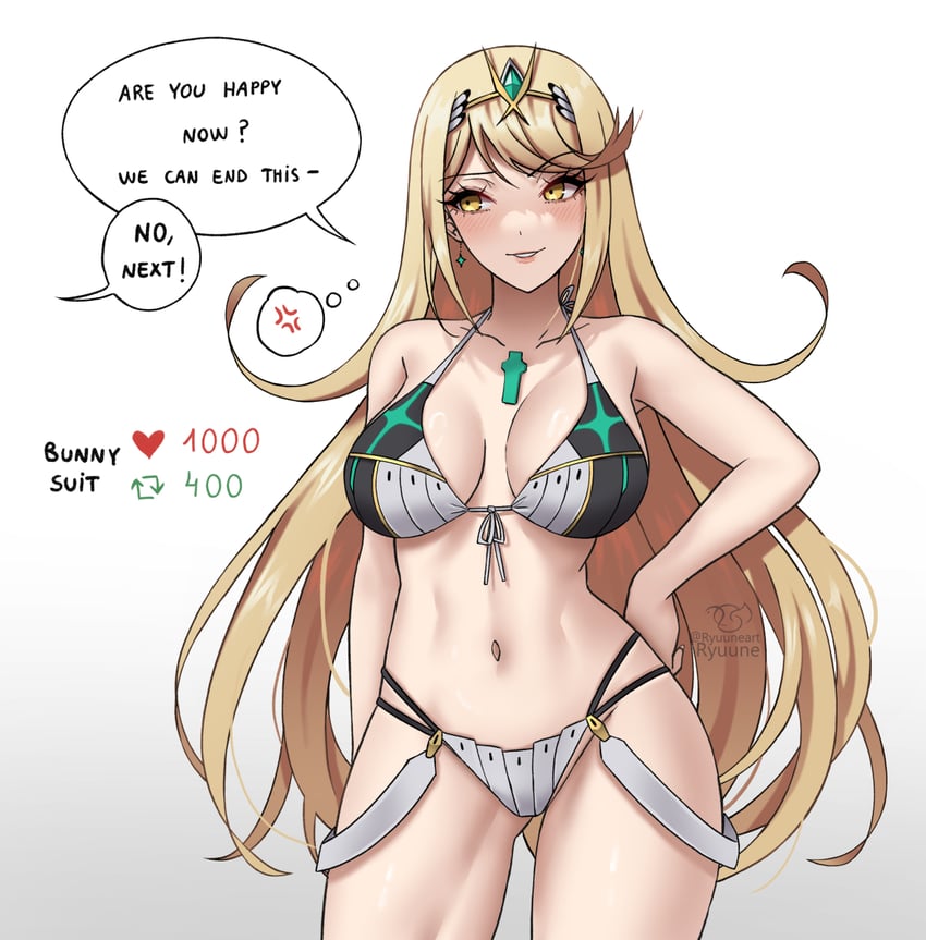 mythra (xenoblade chronicles and 1 more) drawn by ryuuneart