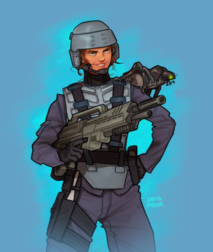 mobile infantry, arachnid, dizzy flores, tanker bug, and dina meyer (starship troopers) drawn by deltamagna