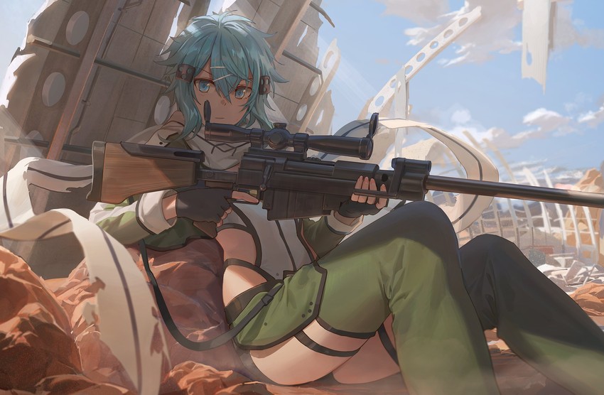 sinon (sword art online) drawn by free_style_(yohan1754)