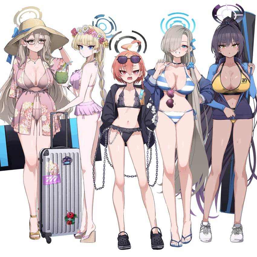 asuna, toki, karin, neru, and akane (blue archive) drawn by pizzasi