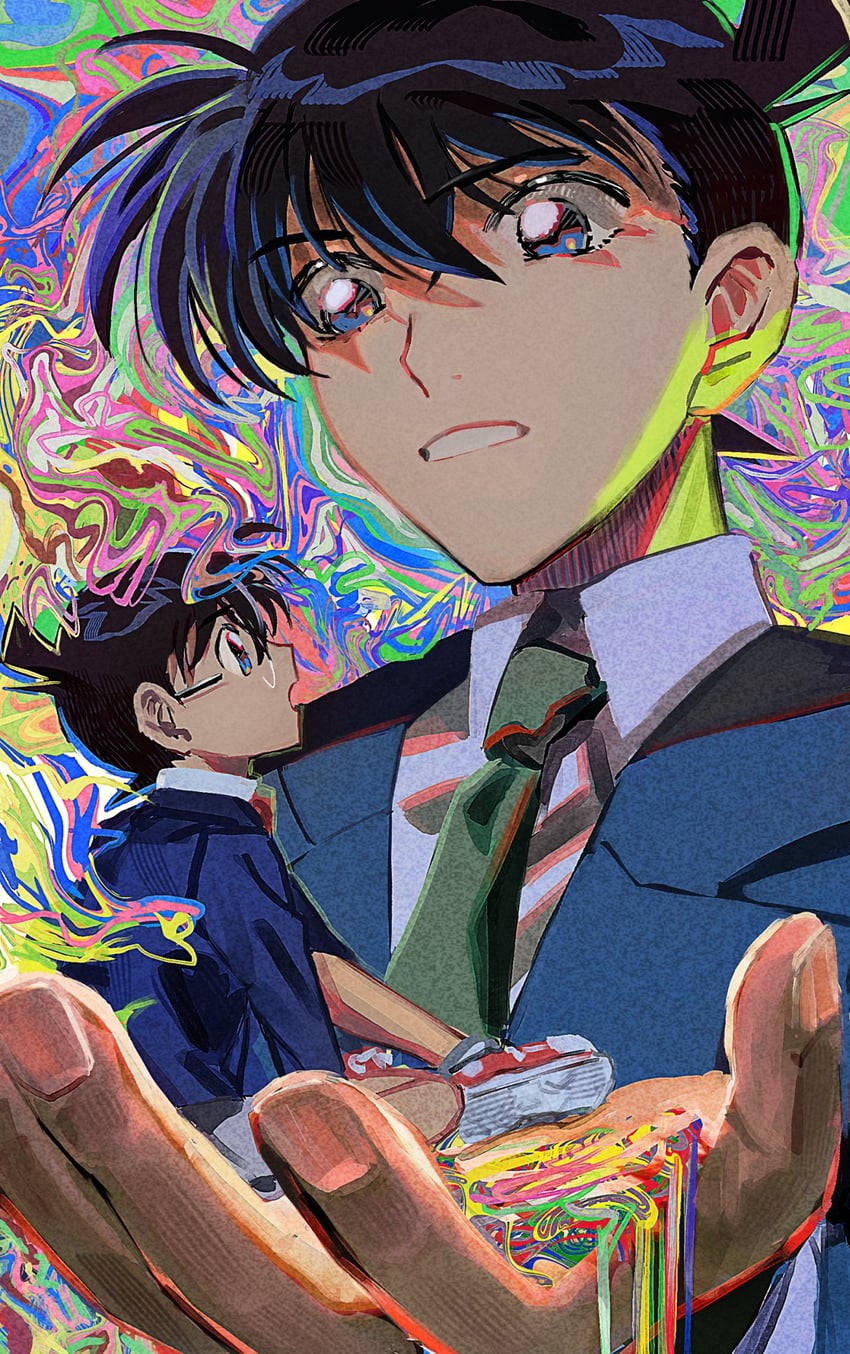 edogawa conan and kudou shin'ichi (meitantei conan) drawn by segami