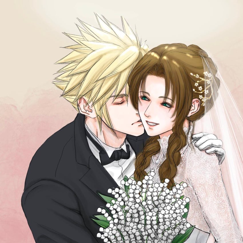 cloud strife and aerith gainsborough (final fantasy and 1 more) drawn by ws_alte
