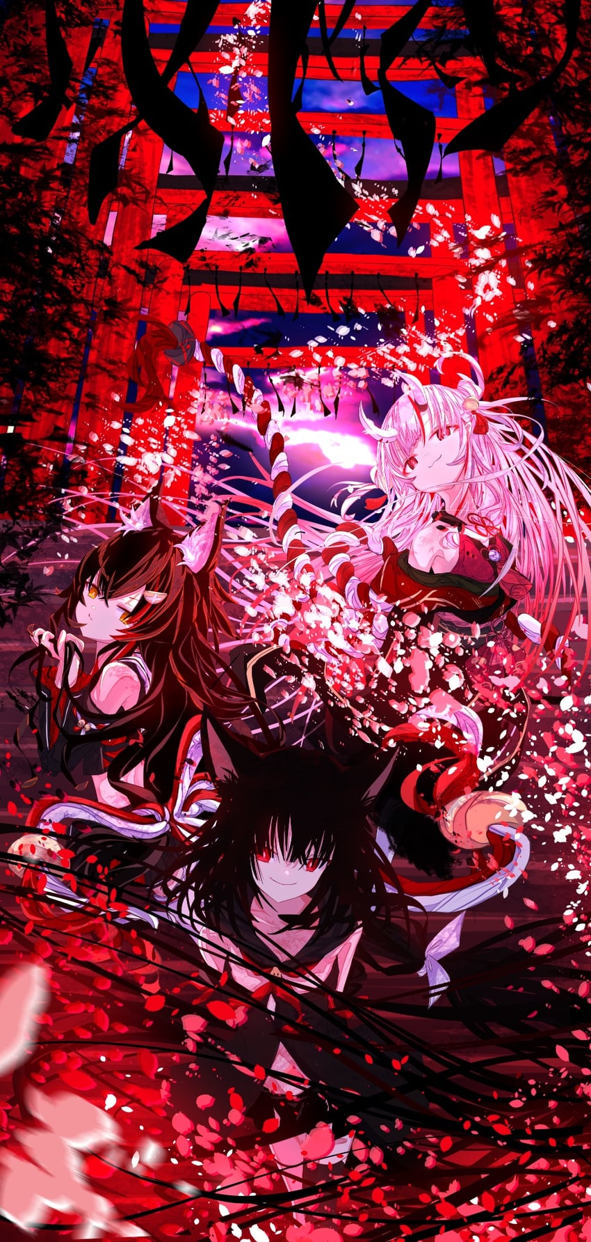 ookami mio, nakiri ayame, and kurokami fubuki (hololive) drawn by tatsunami1379