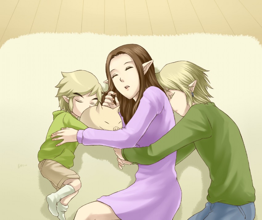 link, princess zelda, and toon link (the legend of zelda and 2 more) drawn by wasabi_(legemd)