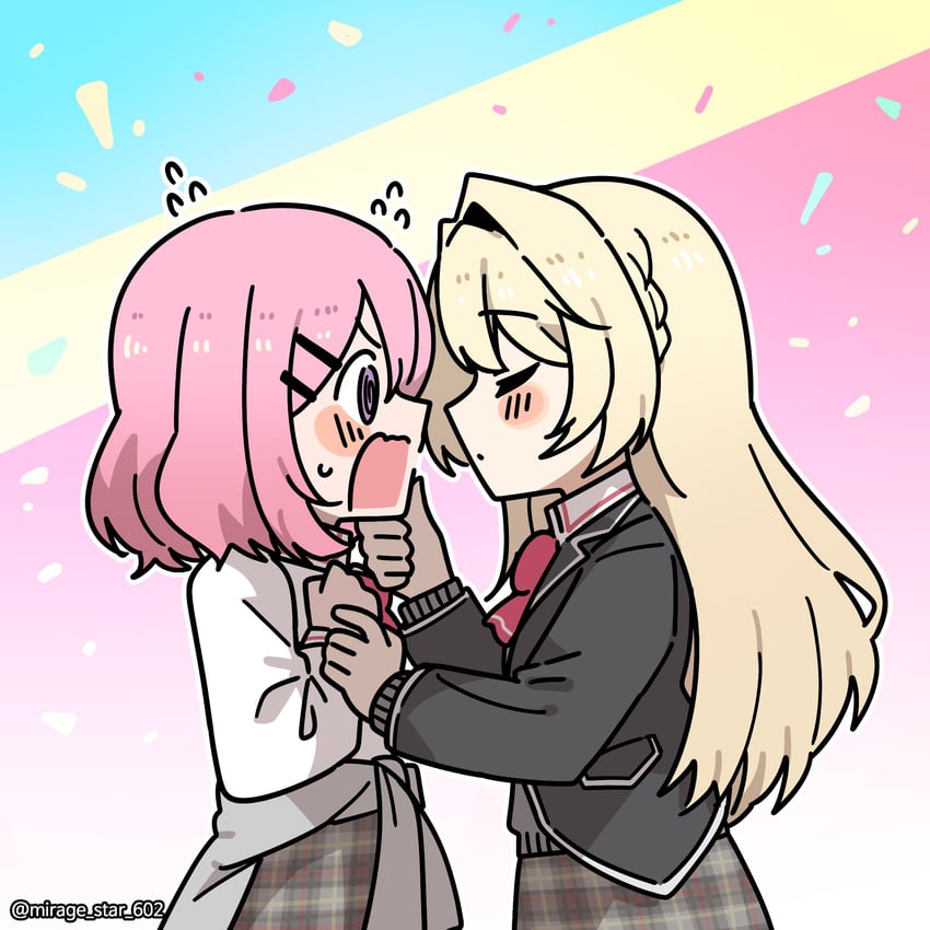 amaori renako and ouzuka mai (watashi ga koibito ni nareru wake naijan murimuri!) drawn by mirage_star_602