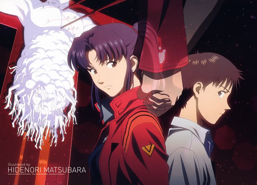 ikari shinji, katsuragi misato, and lilith (neon genesis evangelion and 2 more) drawn by matsubara_hidenori