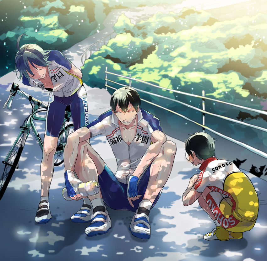 manami sangaku, onoda sakamichi, and arakita yasutomo (yowamushi pedal) drawn by hinatsu