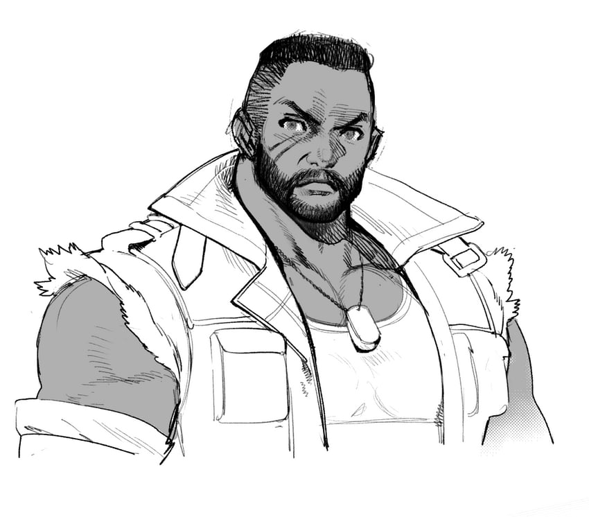 barret wallace (final fantasy and 1 more) drawn by conto