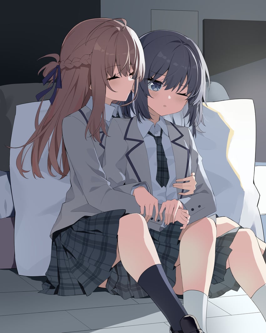 miyagi shiori and sendai hazuki (shuuniichido classmate wo kau hanashi) drawn by maidcode1023