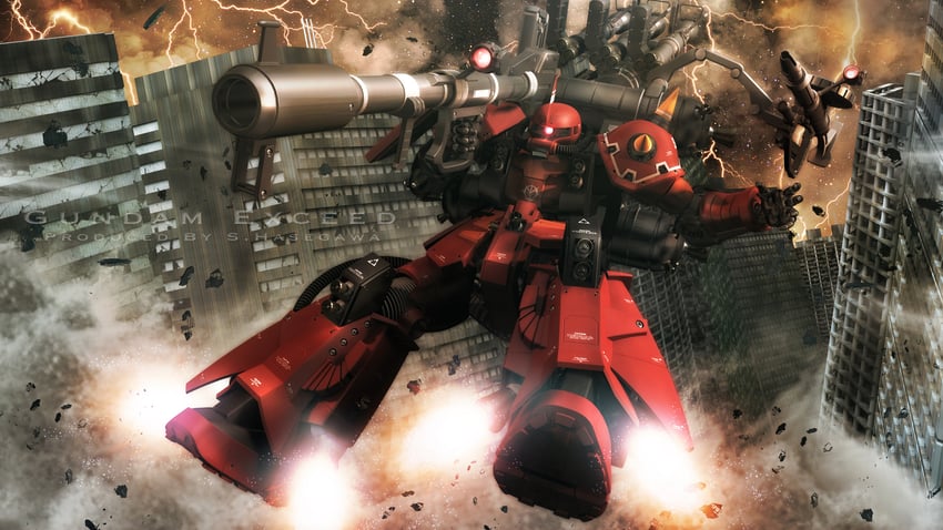 zaku ii (gundam and 1 more) drawn by s.hasegawa