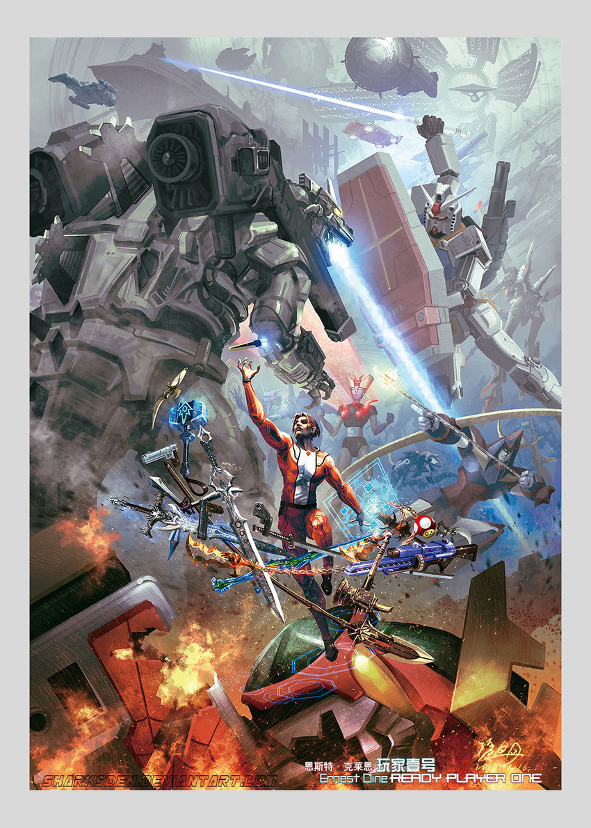 rx-78-2 gundam, eva 01, gipsy danger, mechagodzilla, leopardon, and 16 more (gundam and 35 more) drawn by sharksden