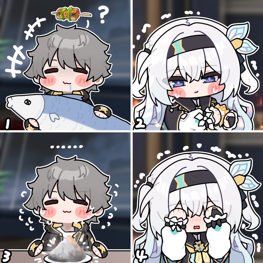 trailblazer, firefly, and caelus (honkai and 1 more) drawn by ldd.ek