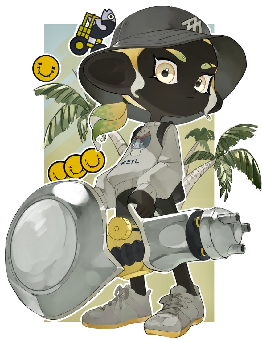 octoling player character and octoling girl (splatoon and 1 more) drawn by a_a2001214