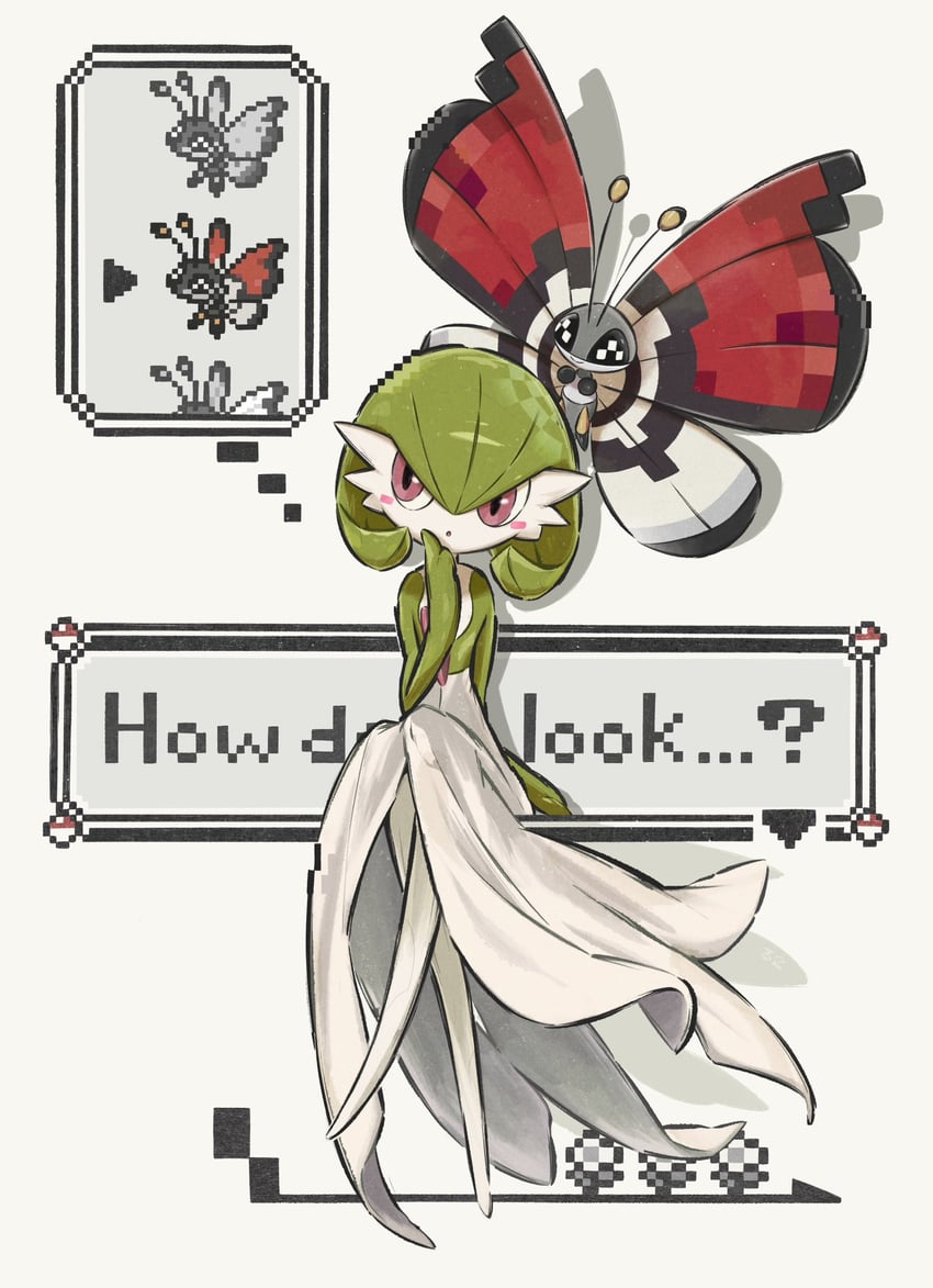 gardevoir and vivillon (pokemon) drawn by komugicorn