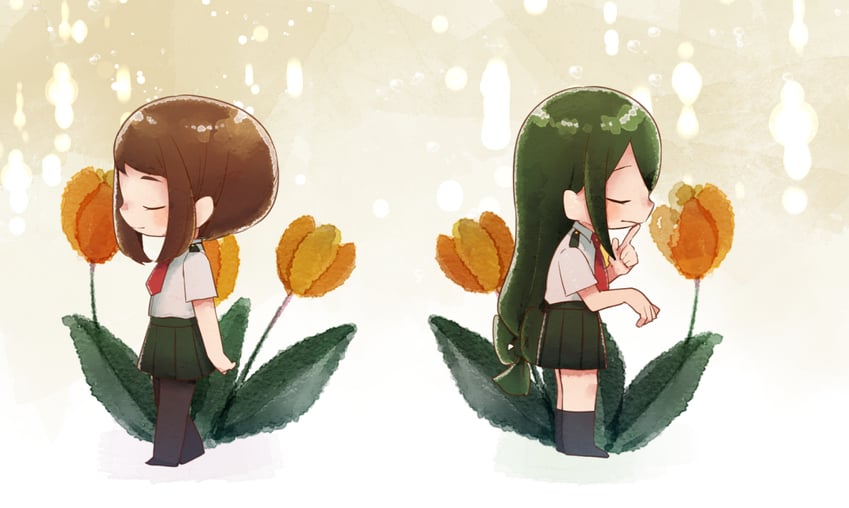 uraraka ochaco and asui tsuyu (boku no hero academia) drawn by yuama