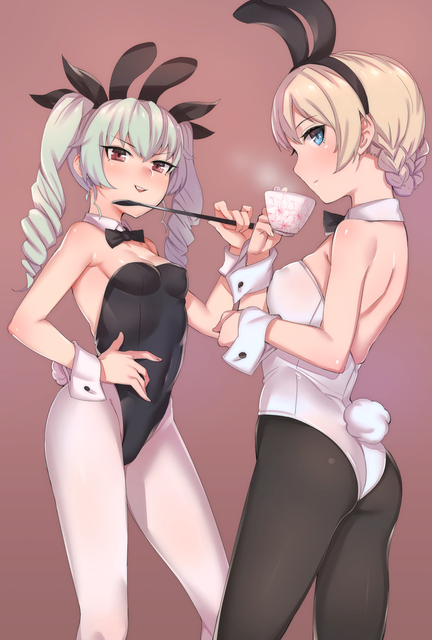 darjeeling and anchovy (girls und panzer) drawn by kyuuso_inukami