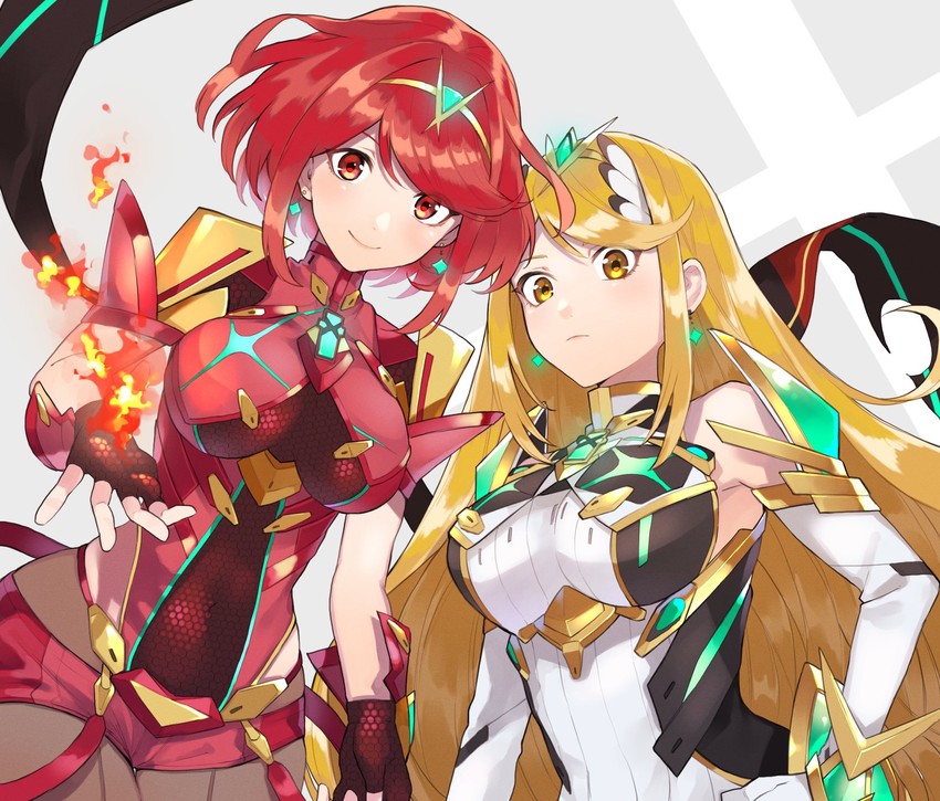 pyra and mythra (xenoblade chronicles and 2 more) drawn by kinagi_(3307377)