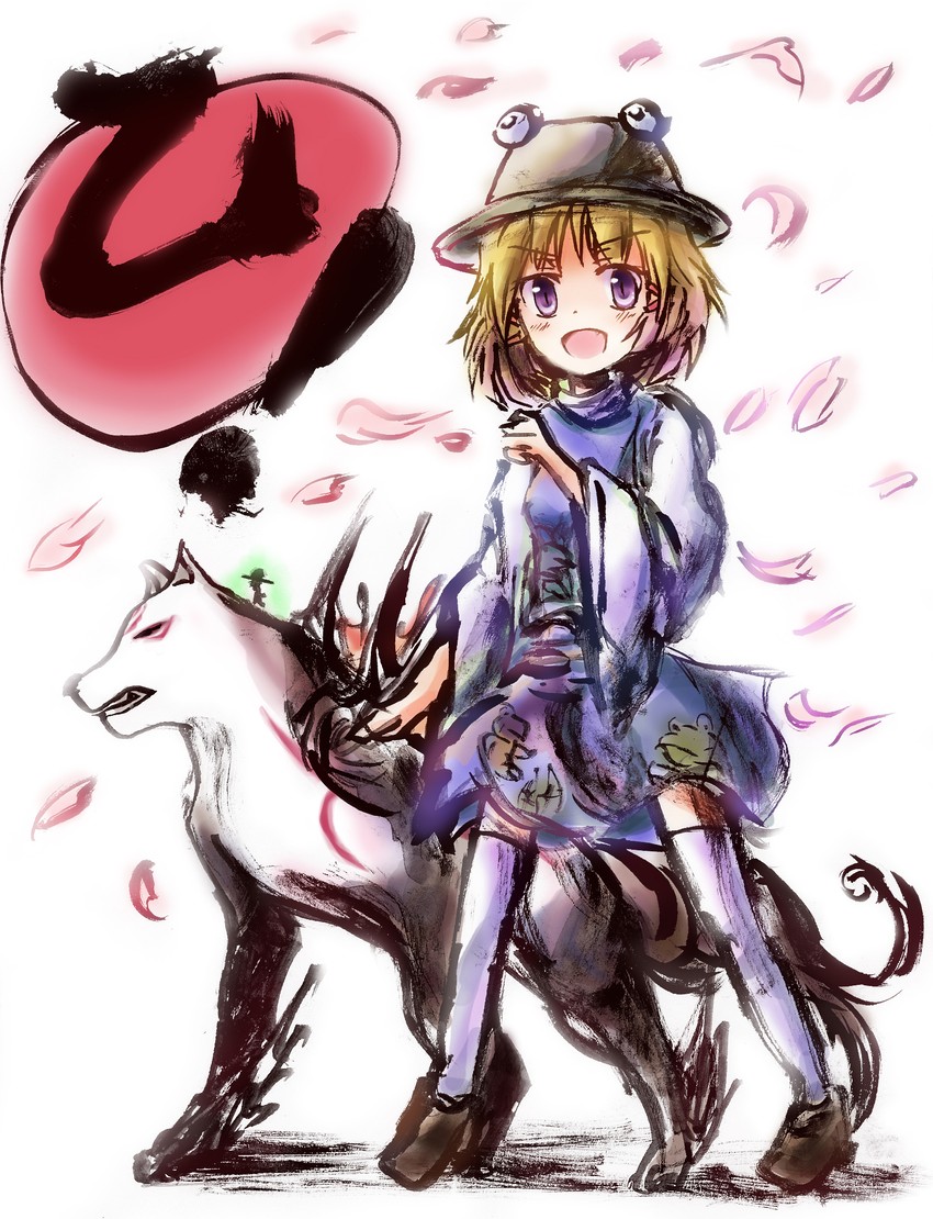 moriya suwako, amaterasu, and issun (touhou and 1 more) drawn by tamago_gohan