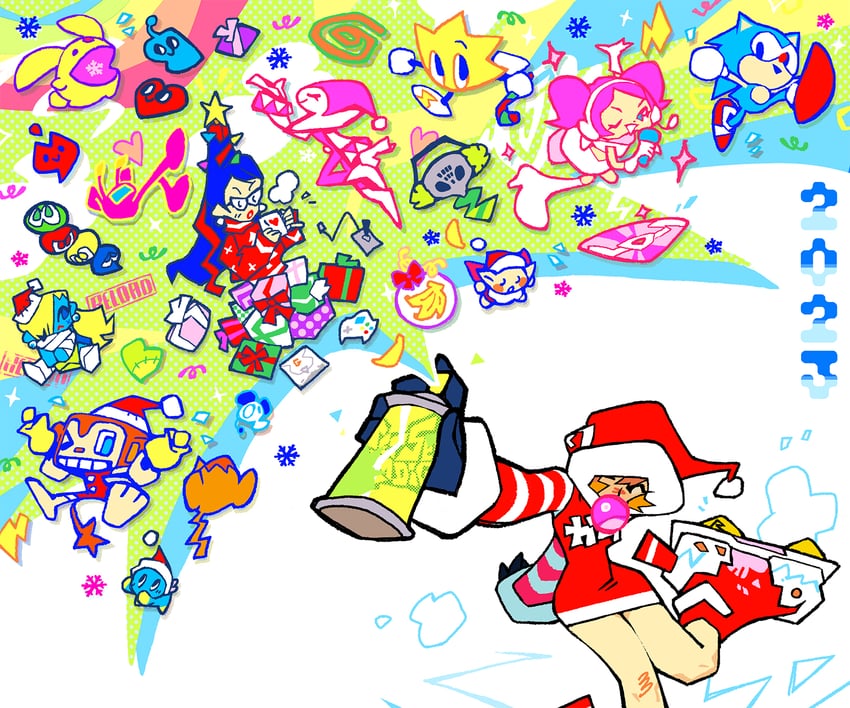 sonic the hedgehog, bayonetta, puyo, carbuncle, neutral chao, and 10 more (sonic and 12 more) drawn by itsmung and sketchynomicon