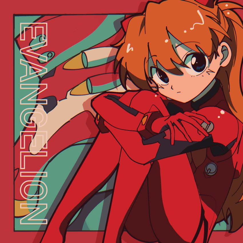 souryuu asuka langley and eva 02 (neon genesis evangelion) drawn by nzeneee