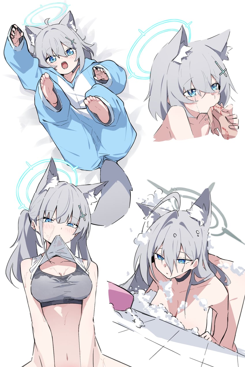 shiroko and shiroko terror (blue archive) drawn by mmhomm