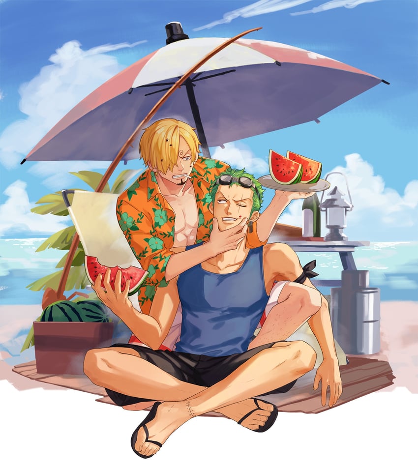 roronoa zoro and sanji (one piece) drawn by jennyandloiryan