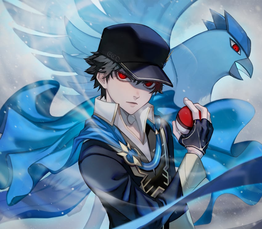 articuno and red (pokemon and 1 more) drawn by ecoplasma