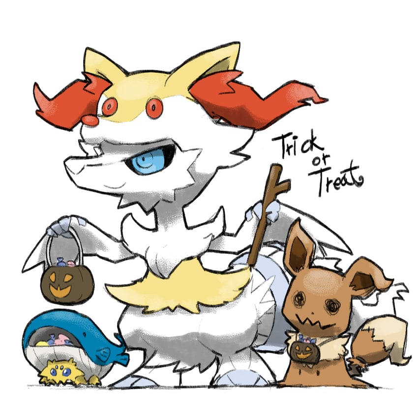 eevee, mimikyu, braixen, reshiram, joltik, and 1 more (pokemon) drawn by blacknirrow