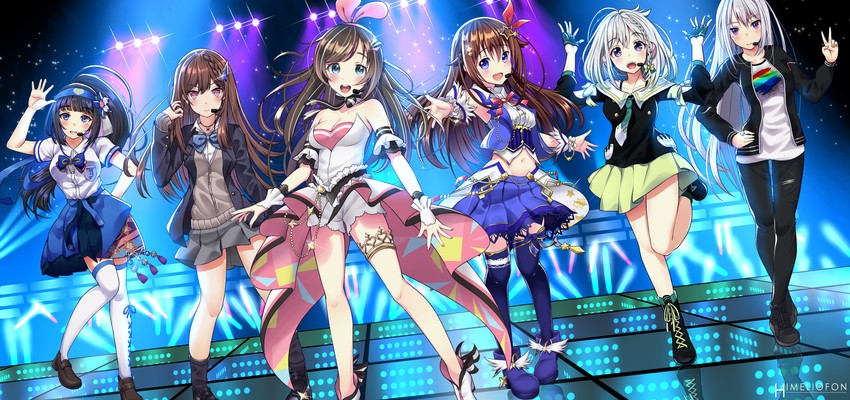 higuchi kaede, tokino sora, kizuna ai, fuji aoi, yuni, and 1 more (hololive and 5 more) drawn by himeliofon