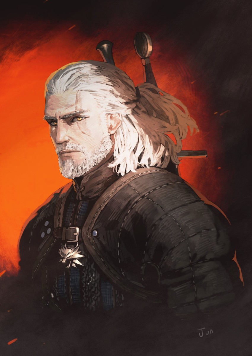 geralt of rivia (the witcher and 1 more) drawn by jun_(navigavi)