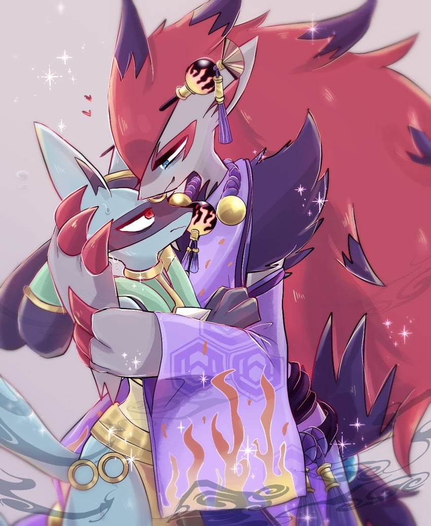 lucario and zoroark (pokemon and 1 more) drawn by prrll_kzk