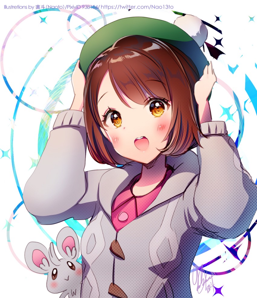 gloria and minccino (pokemon and 1 more) drawn by naoto_(yandereheaven)