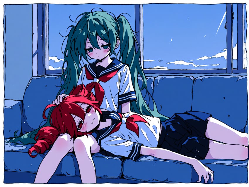 hatsune miku and kasane teto (vocaloid and 1 more) drawn by mochi_(user_ters7875)