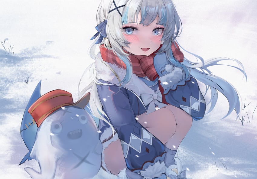 gawr gura and bloop (hololive and 1 more) drawn by nononae