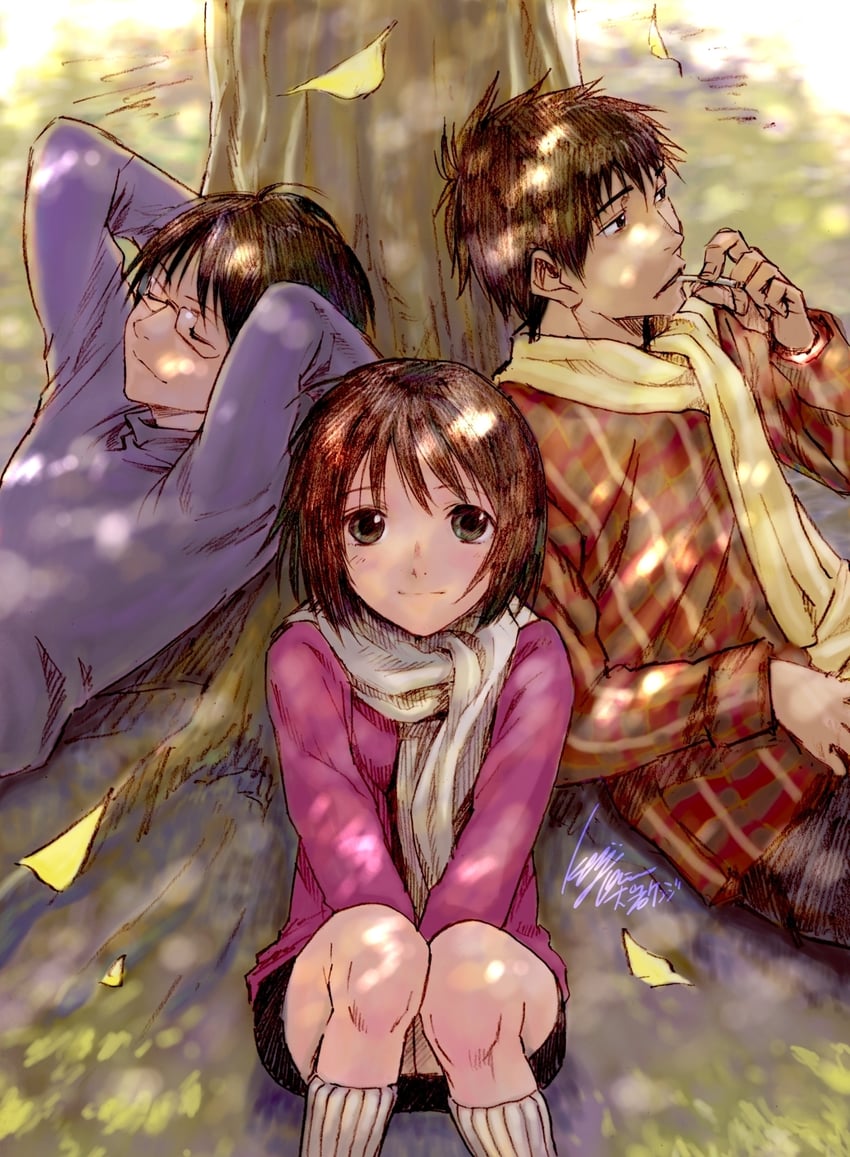 nakahara misaki, satou tatsuhiro, and yamazaki kaoru (nhk ni youkoso!) drawn by ooiwa_kenji