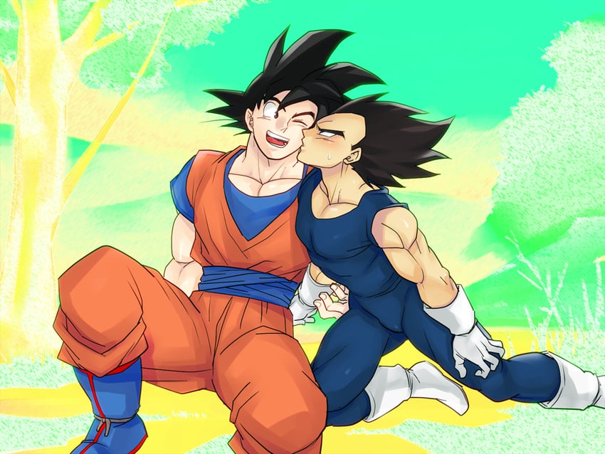 son goku and vegeta (dragon ball and 1 more) drawn by gacharunta