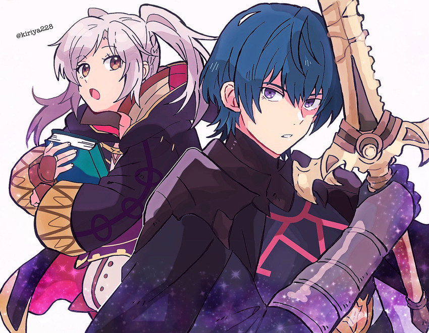 female robin and male byleth (fire emblem and 2 more) drawn by kiriya_(552260)