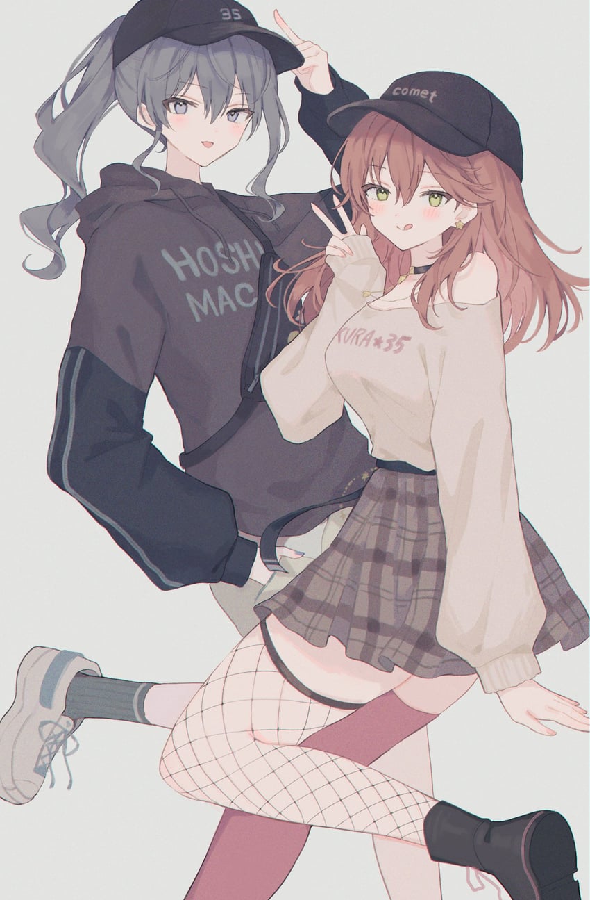 hoshimachi suisei and sakura miko (hololive) drawn by mametarou_(mameji)