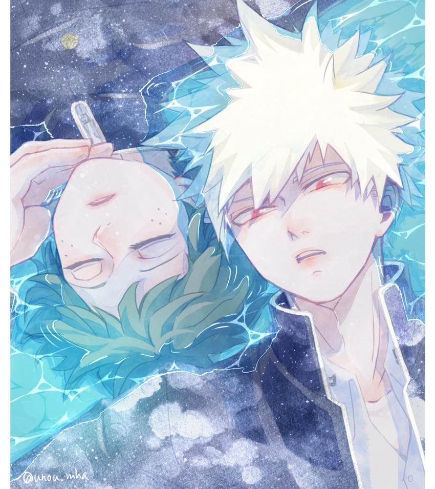 midoriya izuku and bakugou katsuki (boku no hero academia) drawn by unou_(unou_mha)