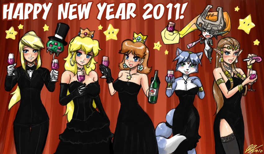 princess zelda, princess peach, samus aran, princess daisy, midna, and 3 more (the legend of zelda and 5 more) drawn by john_joseco
