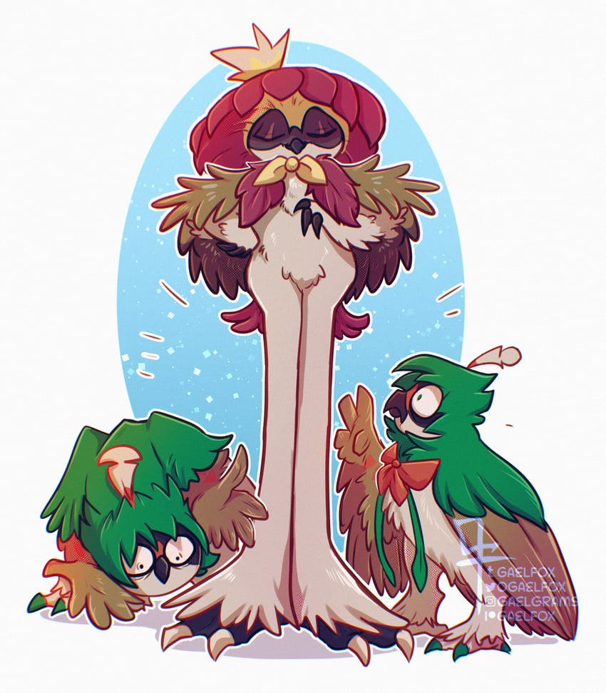 decidueye and hisuian decidueye (pokemon) drawn by gaelfox